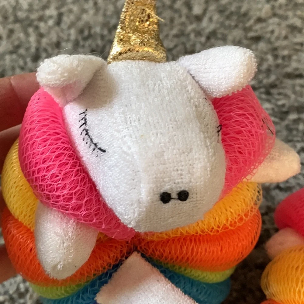 Unicorn rainbow shower bath poufs
